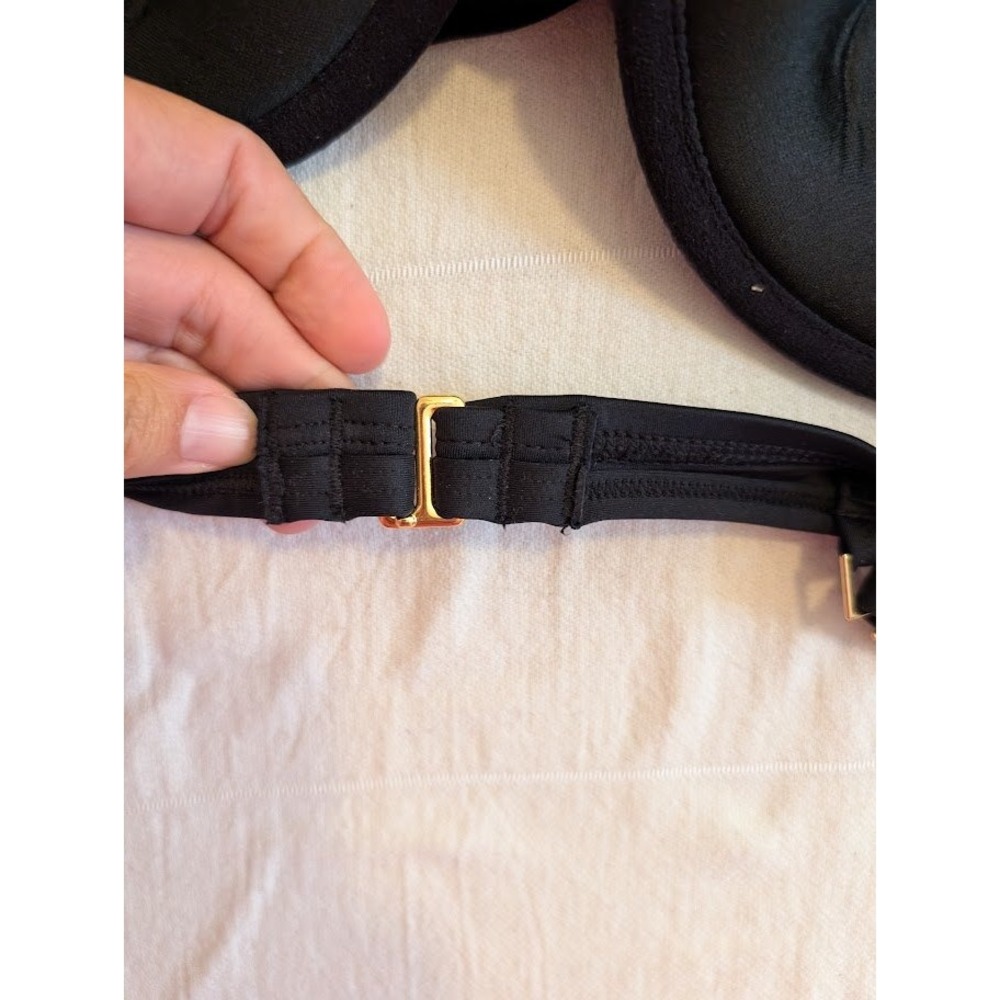 La Blanca Black‎ Tie Front Underwire Bikini Swim Top Women's Size 10 - Picture 4 of 7